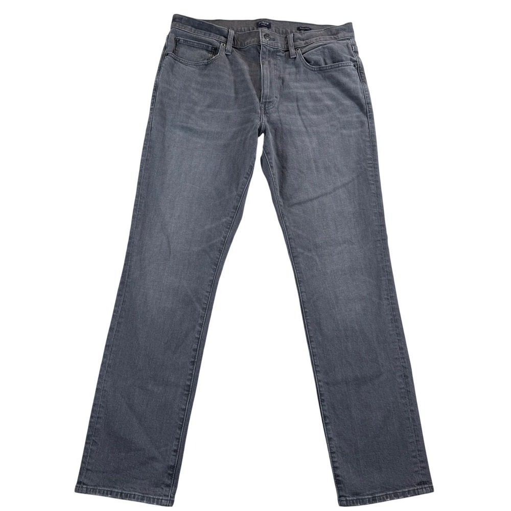 J.Crew Flex Straight Fit Jeans Mens 34x32 Charcoal Gray Stretch Denim Pants